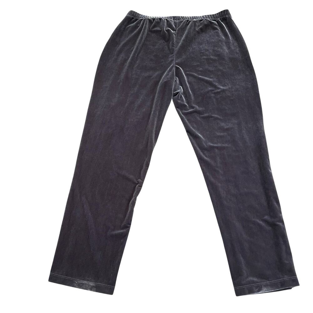Chicos Travelers Velvet Straight Leg Pants Size Large/2 Regular Pull On Gray